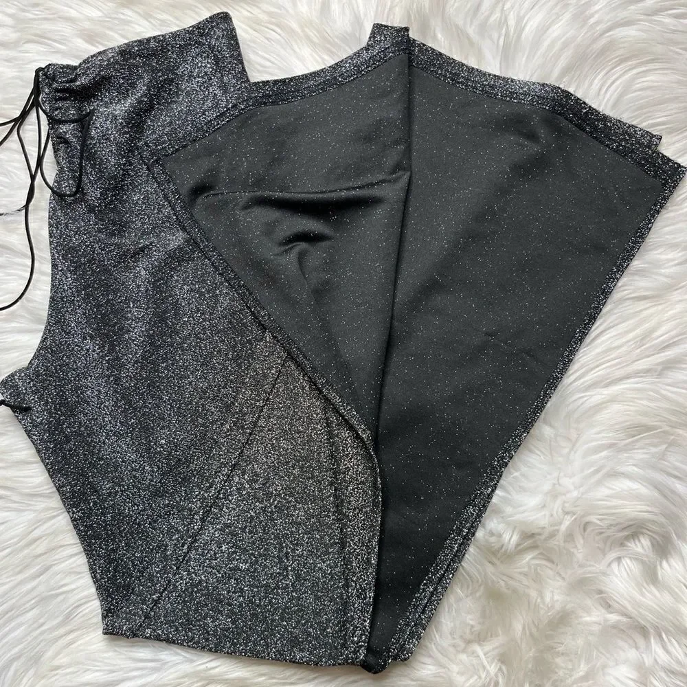 SHEIN Sparkle Open Leg Flare Pants Silver Size XS